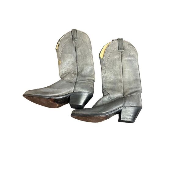 Abilene Men’s Western Gray Leather   Mid -Calf Boots - Picture 3 of 14